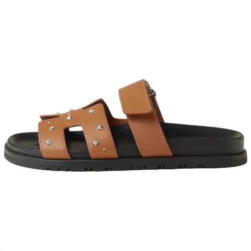 HERMES Chypre Slide Slippers Women's Brown