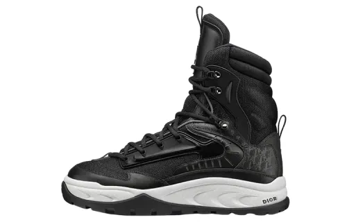 DIOR Snow Leather Lace Up Ankle Boots Men's Black