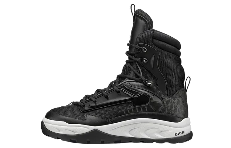 DIOR Snow Leather Lace Up Ankle Boots Men's Black