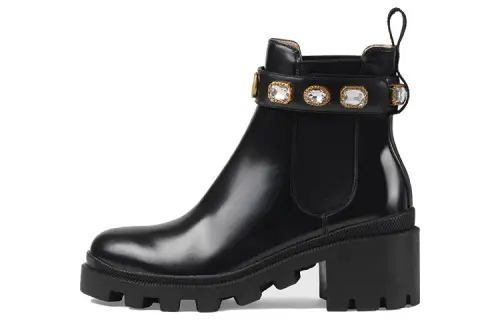 Gucci Wmns Leather Ankle Boot 'Belt - Black' Women's