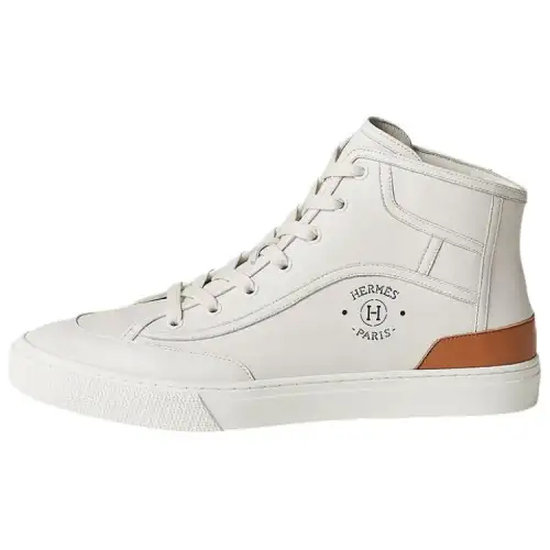 HERMES Get Up Leather High top Stylish Skateboarding Shoes Men's White