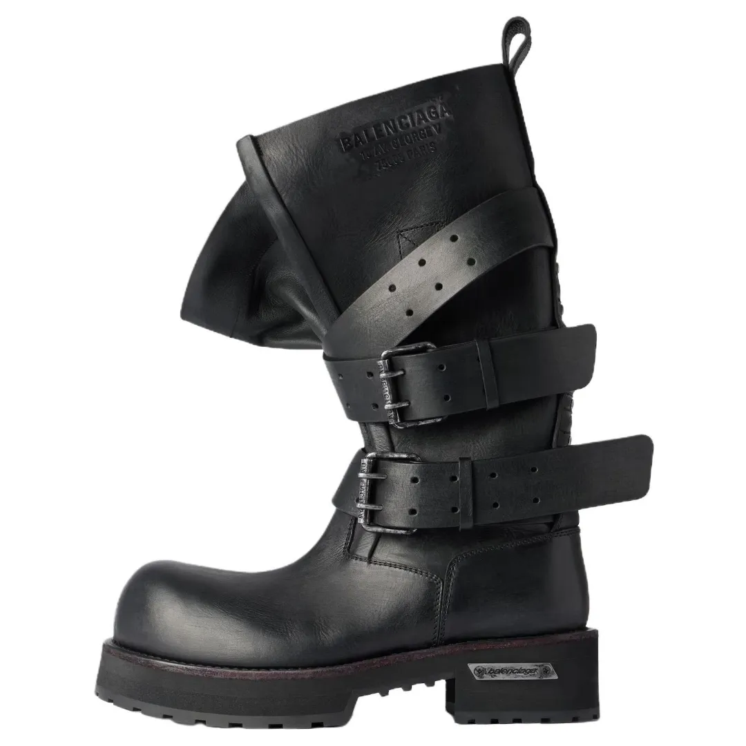 Balenciaga Venom Calfskin Knee high Boots Women's Black