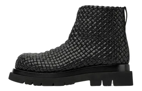 Bottega Veneta Lug Sheepskin Ankle Boots 6CM Men's Black