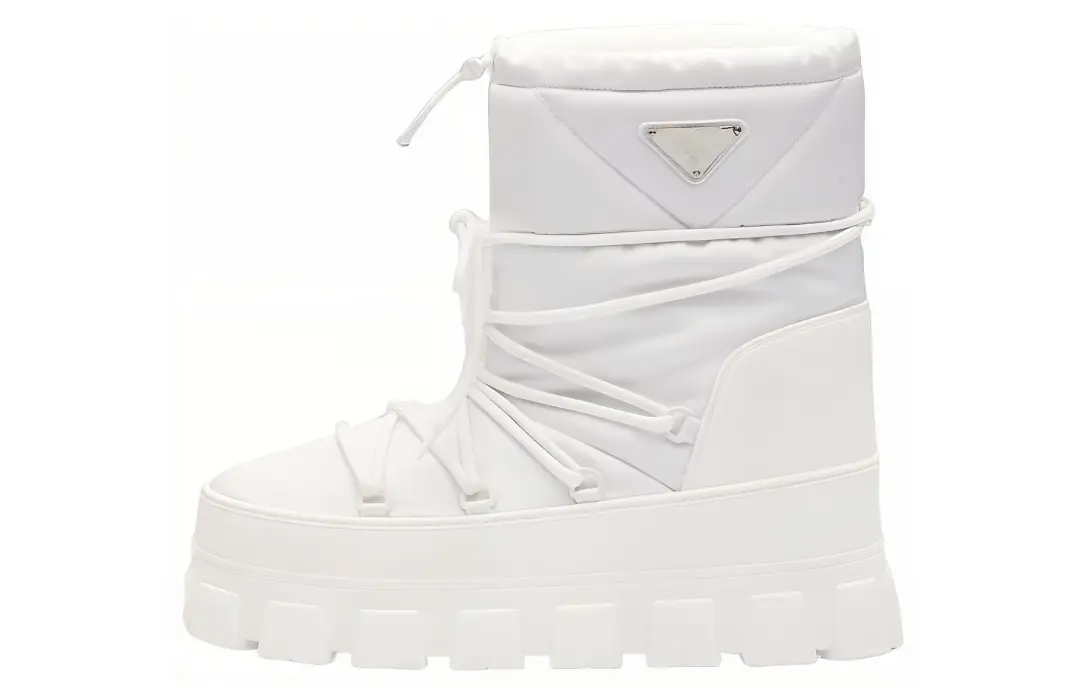PRADA Re Nylon Thermal Short Snow Boots Unisex White