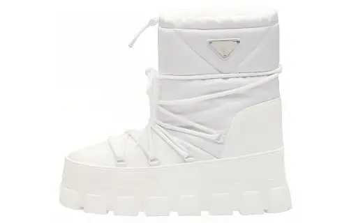PRADA Re Nylon Thermal Short Snow Boots Unisex White