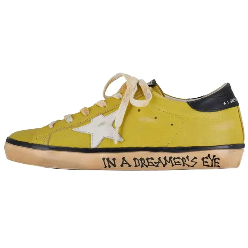 Golden Goose Super Star Leather Stylish Skateboarding Shoes Women's Yellow
