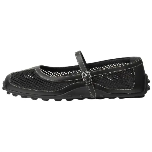 HERMES Kichu Flat Mary Jane Shoes Women's Black