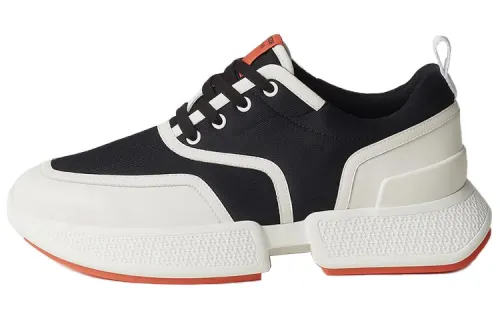 HERMES Giga Mesh, Leather Abrasion Resistant Low top Sports Casual Shoes Women's Black White