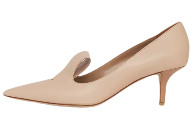 Burberry Leather Pointed Toe Slim Heel High Heels 5.5cm Women's Nude