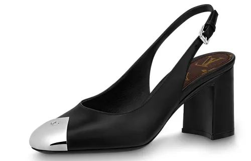 LOUIS VUITTON Chunky Heel High Heels 7.5cm Women's Black
