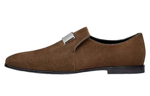 HERMES Dean Suede Loafers Men's Brown
