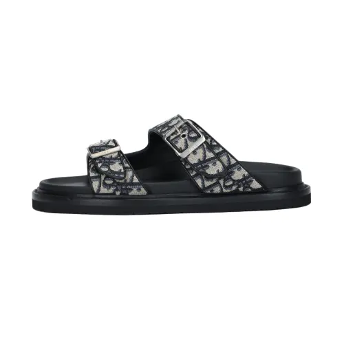 DIOR Aqua Sandal Beige Black DIOR Oblique Jacquard