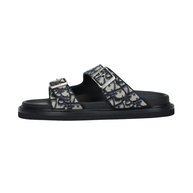 DIOR Aqua Sandal Beige Black DIOR Oblique Jacquard