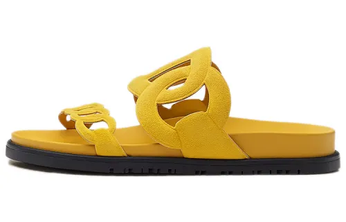 HERMES Extra Urban Techwear Slide Slippers Women's Gravel Yellow
