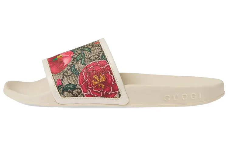 Gucci Wmns Gg Slide 'Flora Print - Beige' Women's