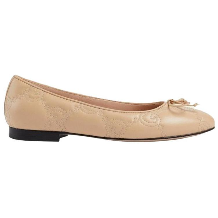 GUCCI GG Matelassé Leather Casual Shoes Women's Beige