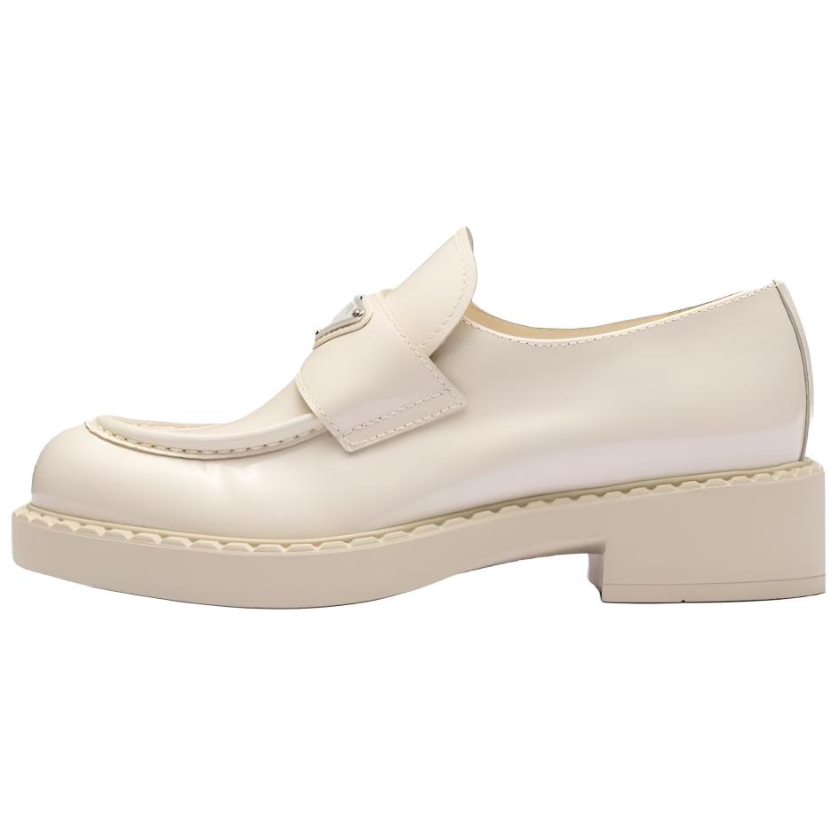 PRADA Chocolate Patent Leather Loafers 'Ivory' Women's