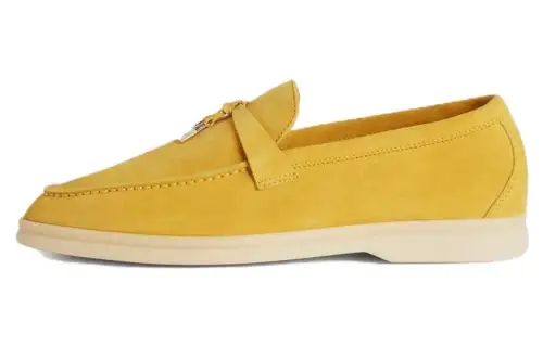 Loro Piana Summer Charms Walk Suede Loafers Women's Yellow
