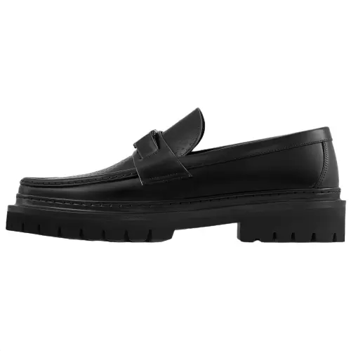 LOUIS VUITTON Major Calfskin Loafers Men's Black