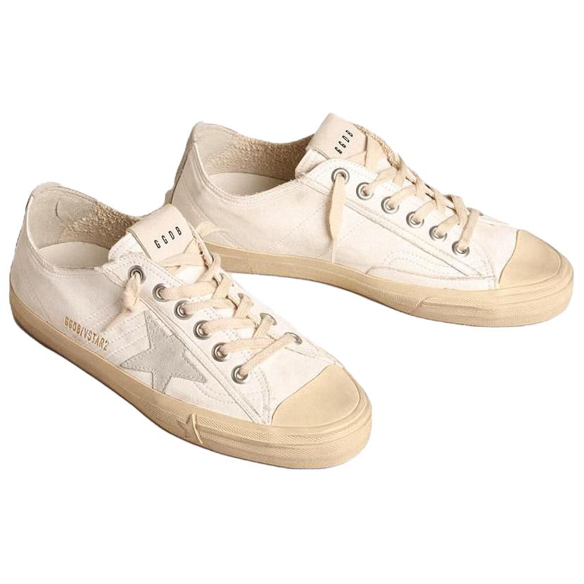 Golden Goose V Star Leather Low top Skateboard Shoes Women's Ice Gray Distressed