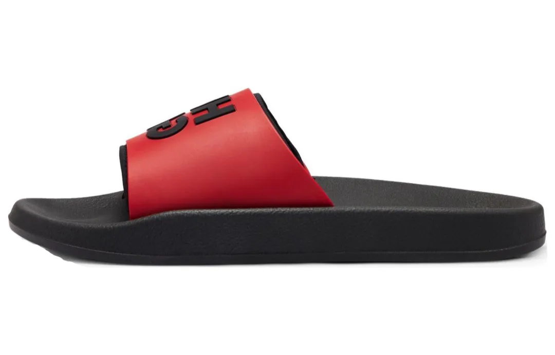 HUGO BOSS Rubber Sole Slide Slippers Men's Black Red