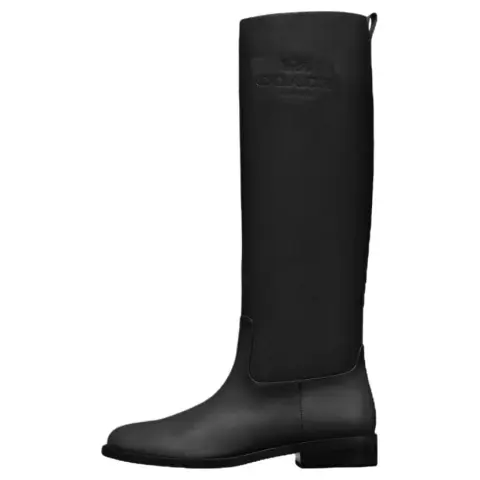 COACH Leather Knee high Boots 4cm Women's Black