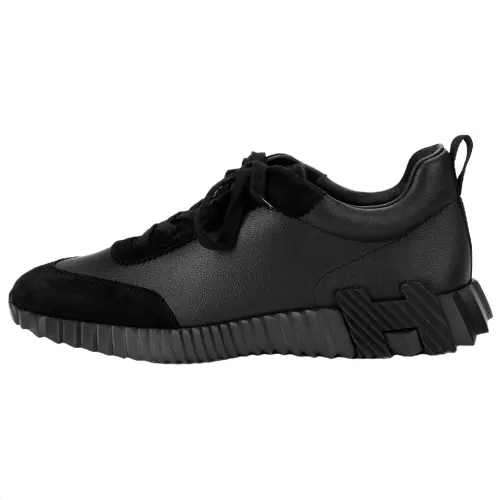 HERMES Leather Low top Casual Shoes Men's Black