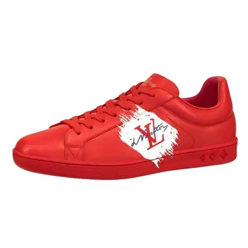 LOUIS VUITTON Luxembourg Cow Leather Stylish Skateboarding Shoes Men's Red