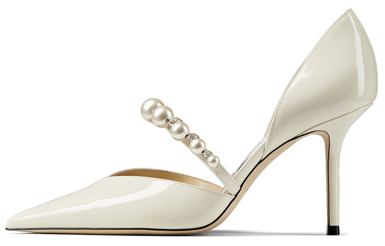 Jimmy Choo Aurelie Patent Leather Slim Heel High Heels 8.5cm Women's Ivory