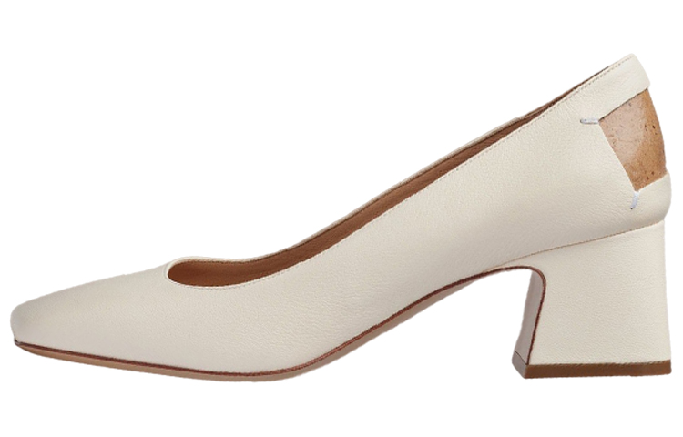 Maison Margiela Sheepskin Chunky Heel High Heels 6CM Women's White