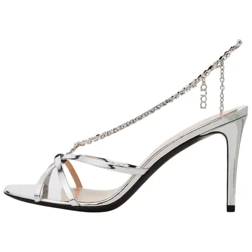 GUCCI Leather One Strap Sandals 8.5cm Women's Silver
