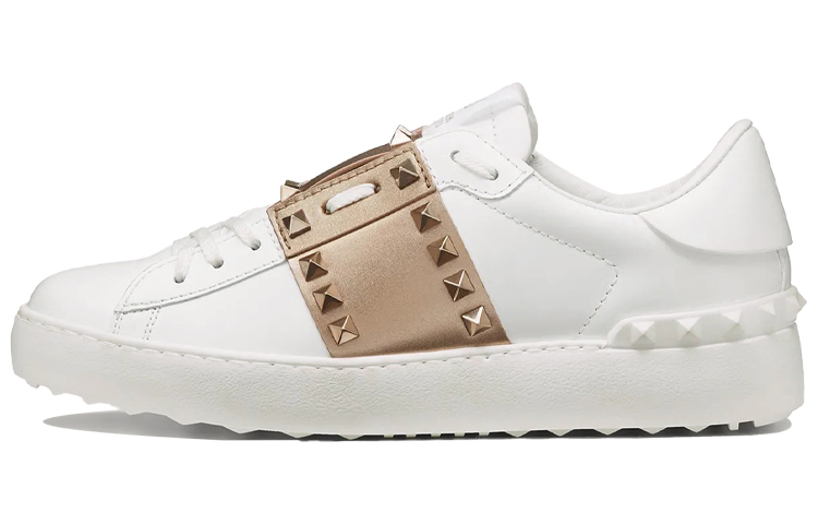 Женские кроссовки Valentino ROCKSTUD UNTITLED (белый с золотым)