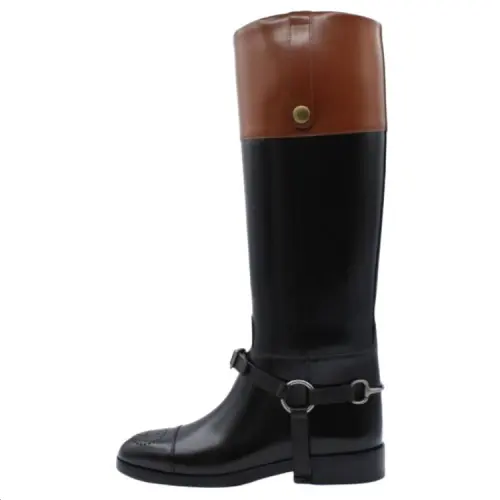 GUCCI Leather Knee high Boots 3cm Men's Black