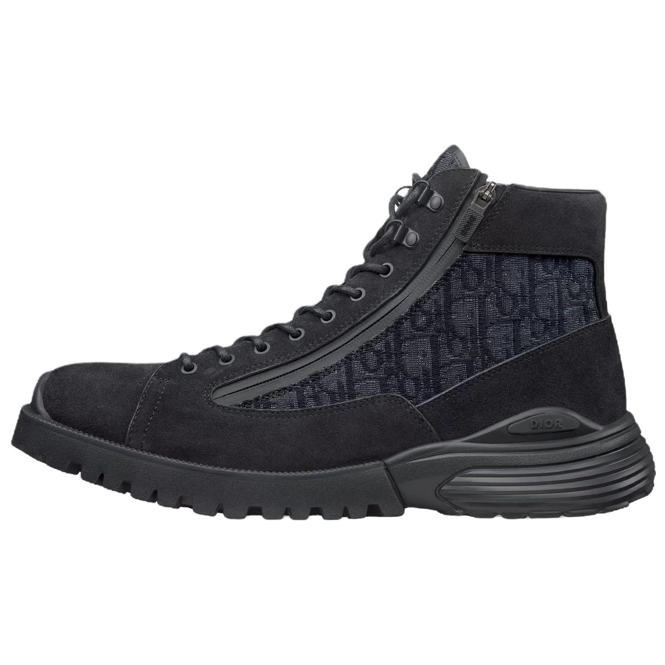 DIOR Combat Cow Split Leather Ankle Boots Men's Black