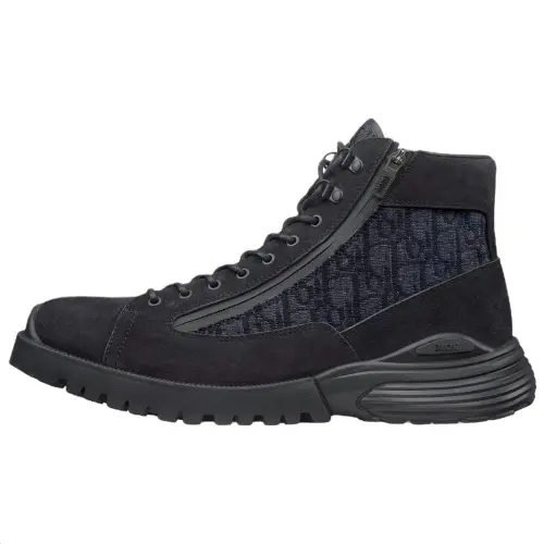 DIOR Combat Cow Split Leather Ankle Boots Men's Black