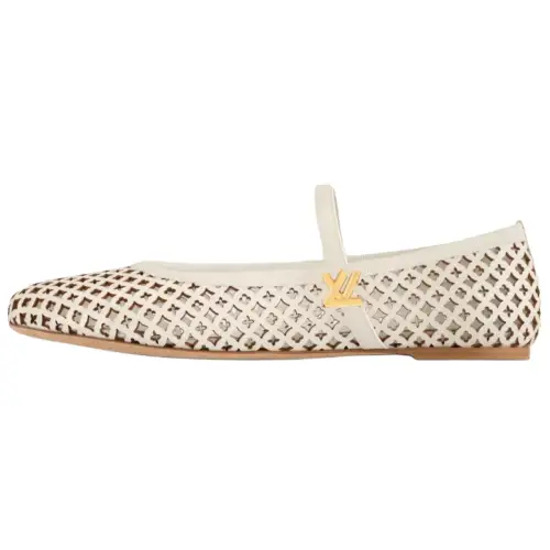 LOUIS VUITTON Romy Flat Mary Jane Shoes Women's Ecru