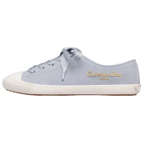 DIOR Lucky Series Cow Split Leather Low top Skateboard Shoes Women's Blue