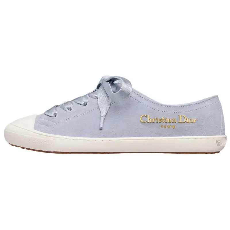 DIOR Lucky Series Cow Split Leather Low top Skateboard Shoes Women's Blue