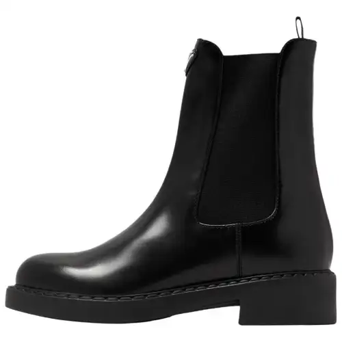 PRADA Leather Short Chelsea Boots 5CM Women's Black