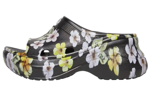Balenciaga X Crocs Pool Slide Sandals Grey Flower Women's