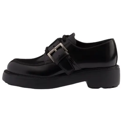 PRADA Leather Loafers 5CM Women's Black