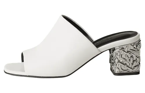 HERMES Slide Slippers 6cm Women's White
