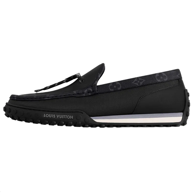 LOUIS VUITTON Racer Gommino Loafers Men's Black