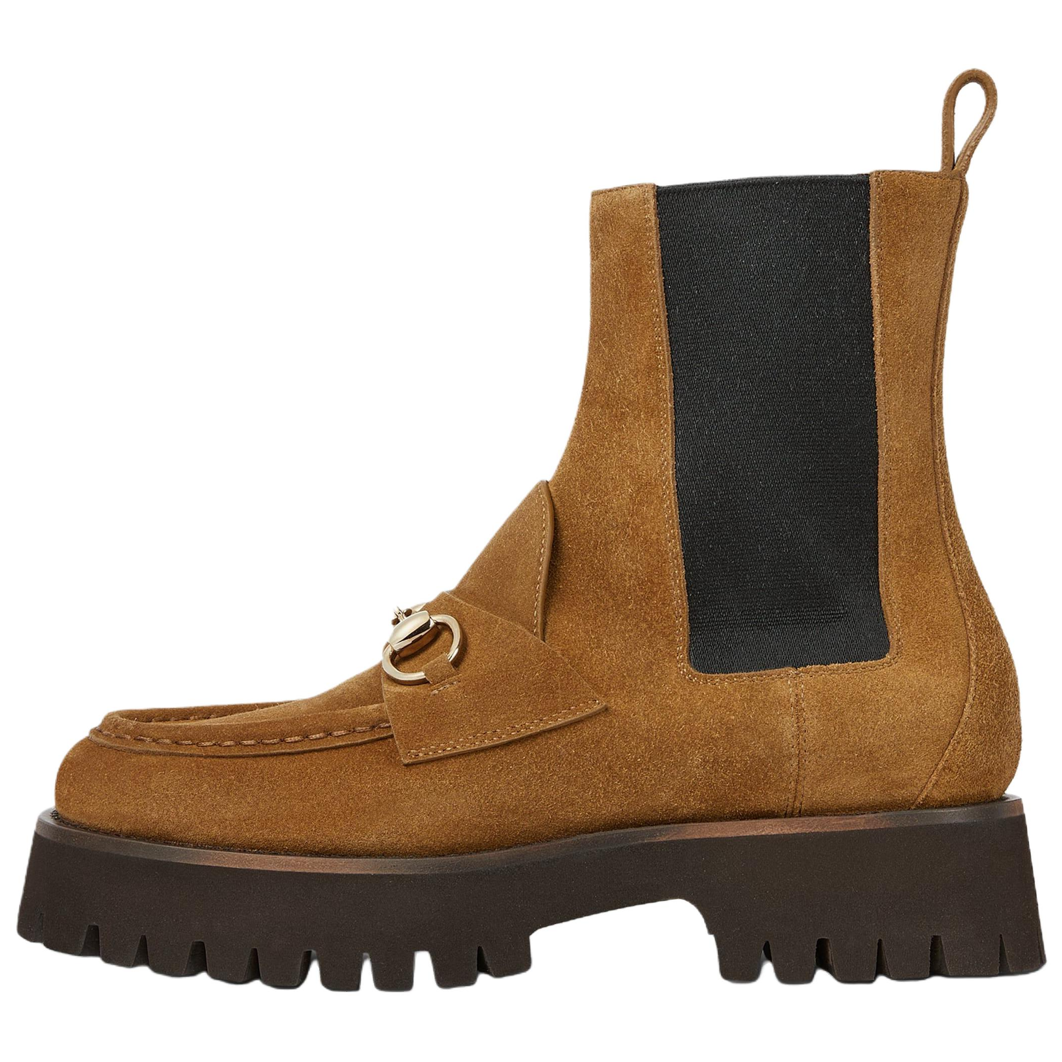 Женские ботинки Gucci Horsebit (коричневые)