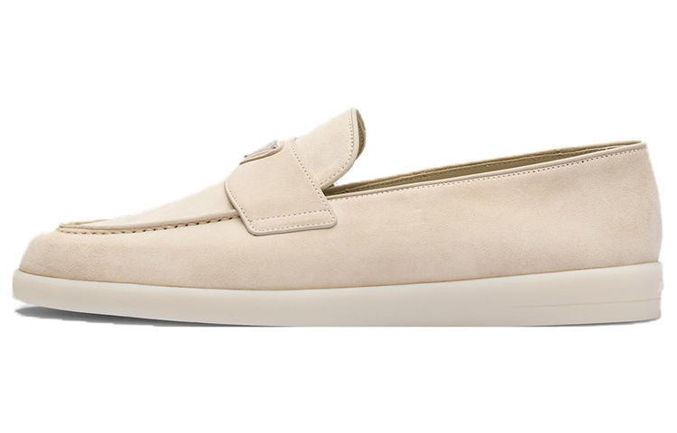 PRADA Enamel Triangle Logo-plaque Suede Loafers