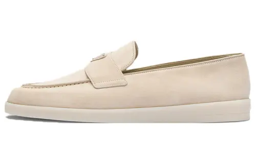 PRADA Enamel Triangle Logo-plaque Suede Loafers