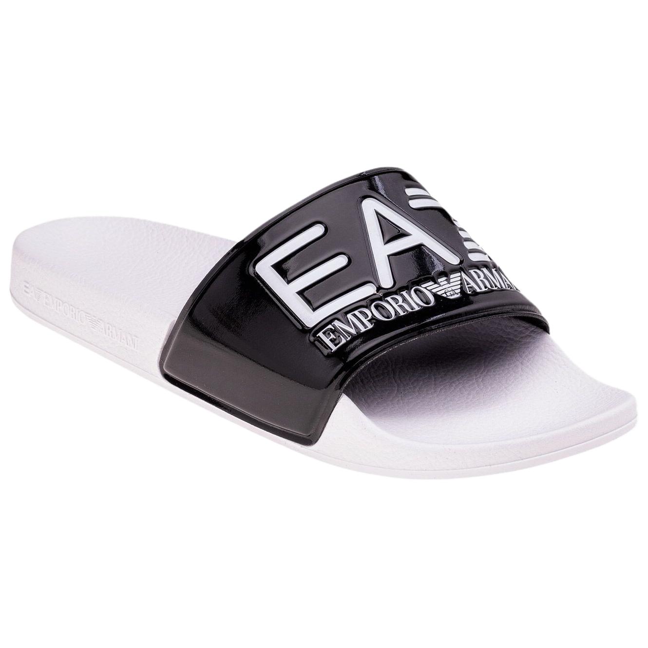 EMPORIO ARMANI EA7 Slide Slippers Men's Black White