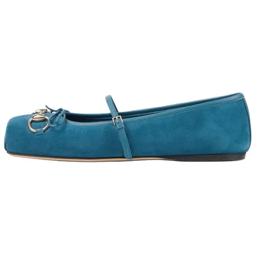 GUCCI Horsebit Flat Mary Jane Shoes Women's Dark Blue