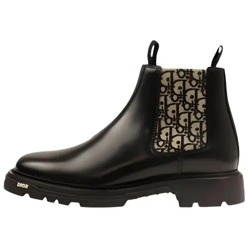 DIOR Explorer Chelsea Boots Black Beige Oblique