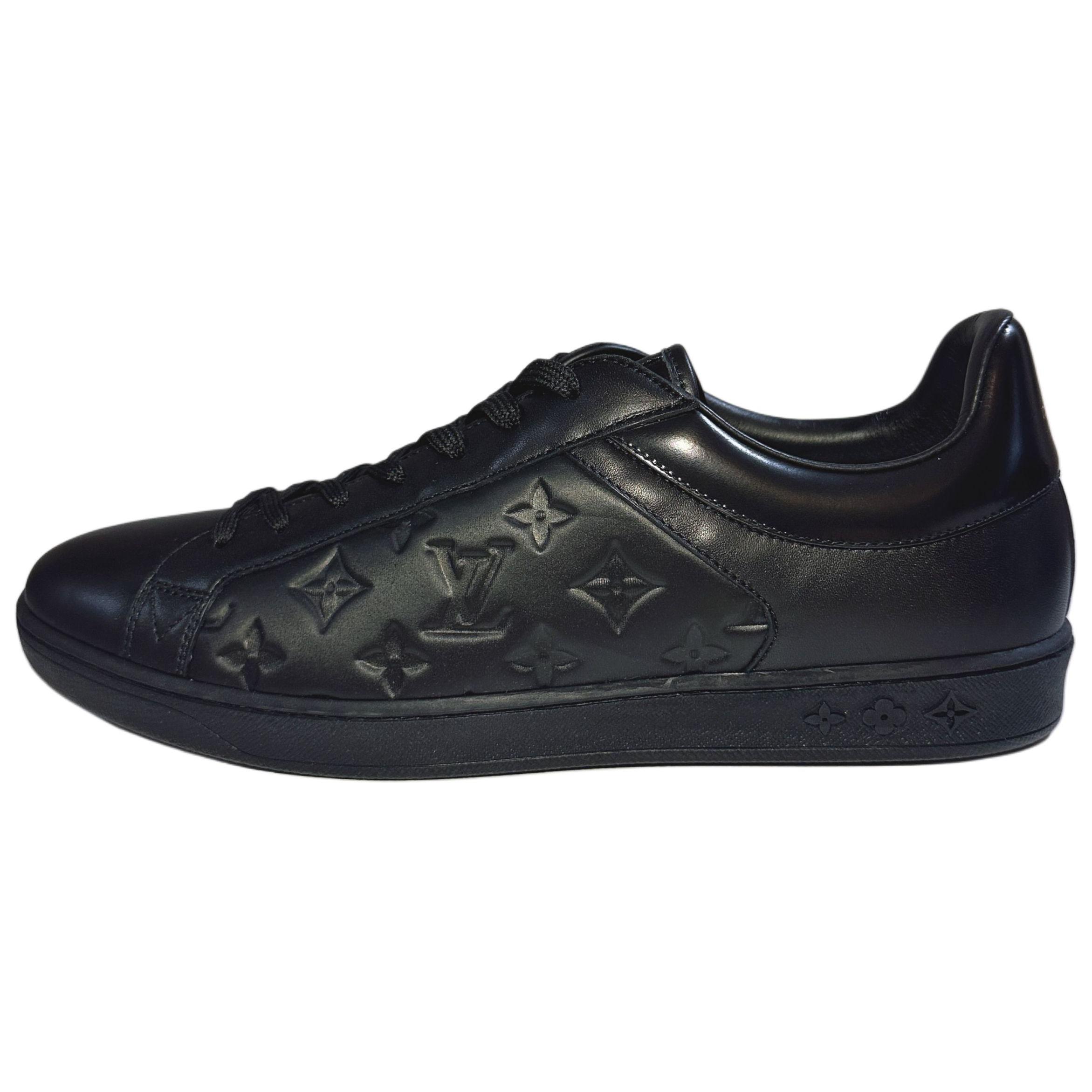 LOUIS VUITTON Luxembourg Leather Low top Skateboard Shoes Men's Black